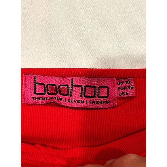 Boohoo Women Bodycon Bandage Dress Back Hole Square Neck Red Size 6 - Picture 6 of 7